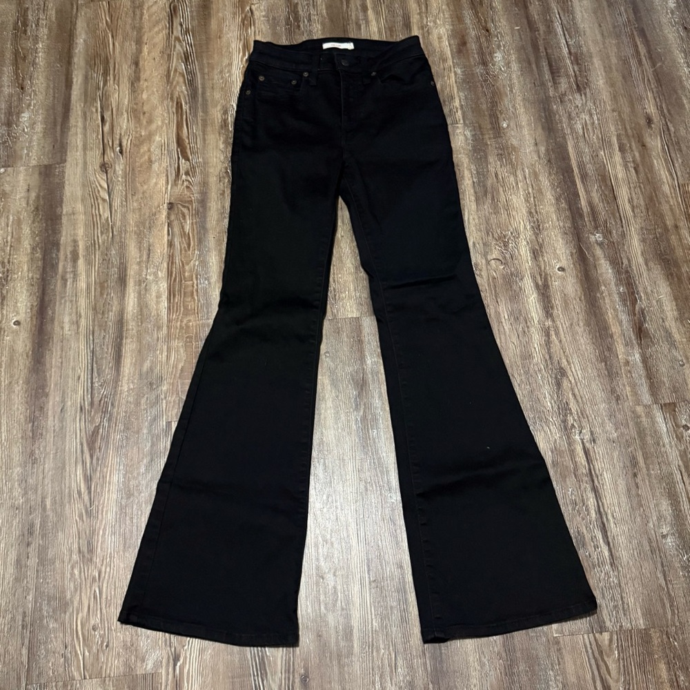 Levi's 726 Flare Jeans Women's 31 Black High Rise Stretch Denim